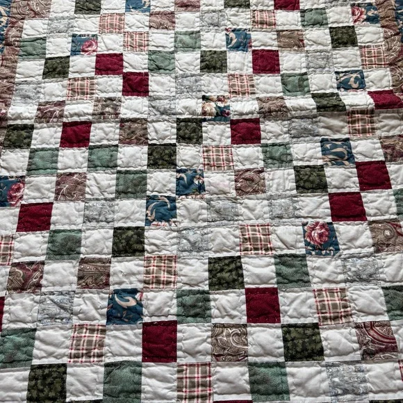 Vintage Patchwork Quilt 100x90 Floral Cottage Queen King Cotton - Picture 8 of 11